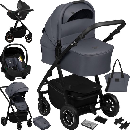 Lionelo Amber Plus 3-in-1 Kinderwagen – Reiswieg, Wandelwagen & Autostoeltje – XXL Ventilatie – All-Terrain Wielen – UPF50+ – Universele Adapters – Premium Stoffen – Vanaf Geboorte tot 4 Jaar