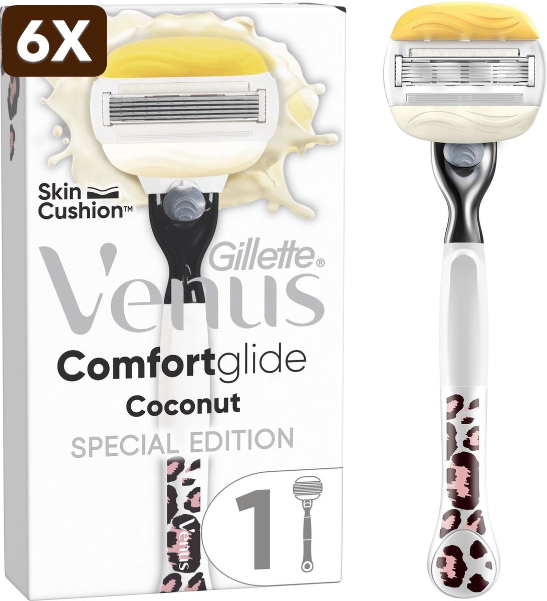 6 x Gillette Venus Comfortglide Coconut - 1 Scheermes - 1 Scheermesje