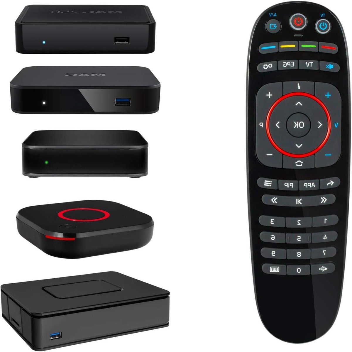 Afstandsbediening - Universele Controller - Mediabox Bediening - 5 Programmeerbare Toetsen - 10 Meter Bereik - Zwart