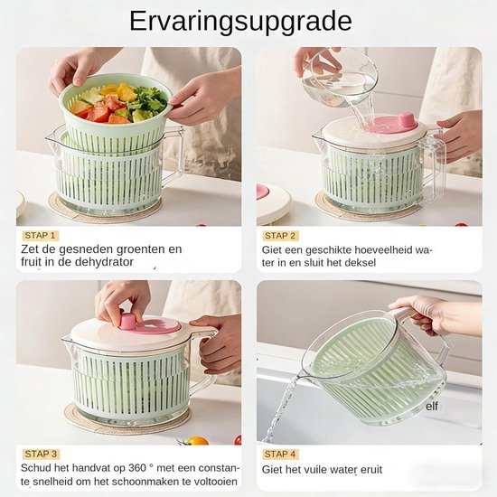 Slacentrifuge - Groentewasmachine - Salade Drogen - Efficiënte Waterafvoer - 235 x 195 cm - Wit — afbeelding 4