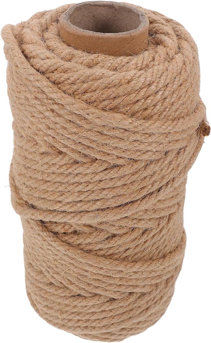 Natuurlijk Jute Touw - Stevig Gevlochten Touw - Knutsel Tuin Decoratie - Zeer Veelzijdig Gebruik - 50 Meter - Khaki