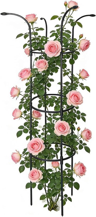 Klimplantsteun Paraplu - Plantenrek Tuin - Planten Ondersteunen - Roestvrij Staal - 130 cm Hoog - Zwart
