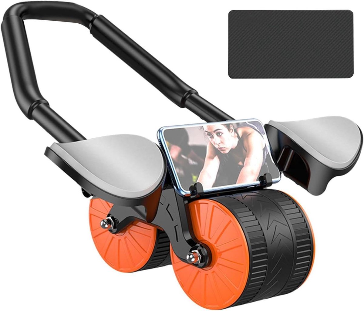 Buikspierwiel - Core Trainer Roller - Core Training - Automatische Terugslag - Dubbel Wiel - Zwart Geel