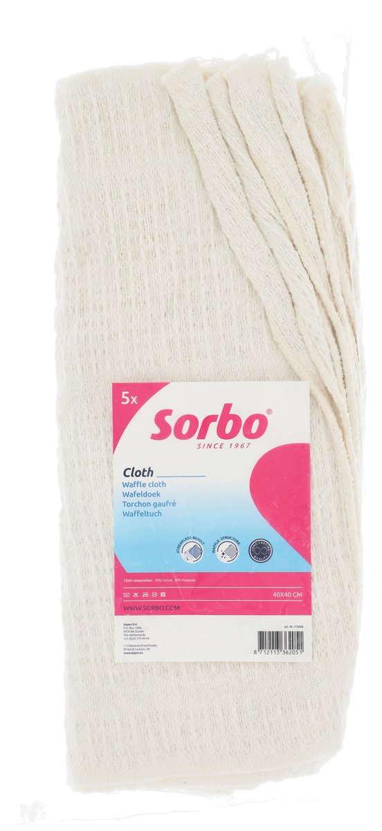 Goedkoopste Sorbo Wafeldoeken – Set van 5 – Pluisvrij & Super Absorberend – Keuken & Schoonmaakdoek