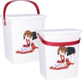 Nourriture/récipient alimentaire Animaux domestiques chien - 2x - boîte de rangement - plastique - 5 litres - couvercle verrouillable - 23 x 18 x 16 cm