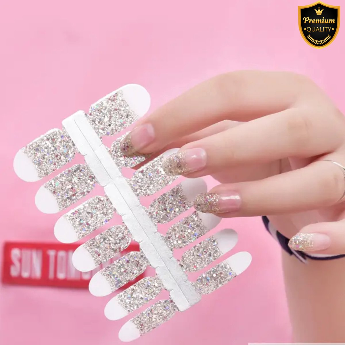 Goedkoopste GUAPÀ® Nagelstickers & Nail wraps 16 pcs Zilver Glitter | Nail Art | Nagel Folie | Diverse kleuren Nail Wrap | 16 Nagelstickers Glitters | Nail Wraps Stickers | 16 nagel wrap stickers Zilveren Glinsters