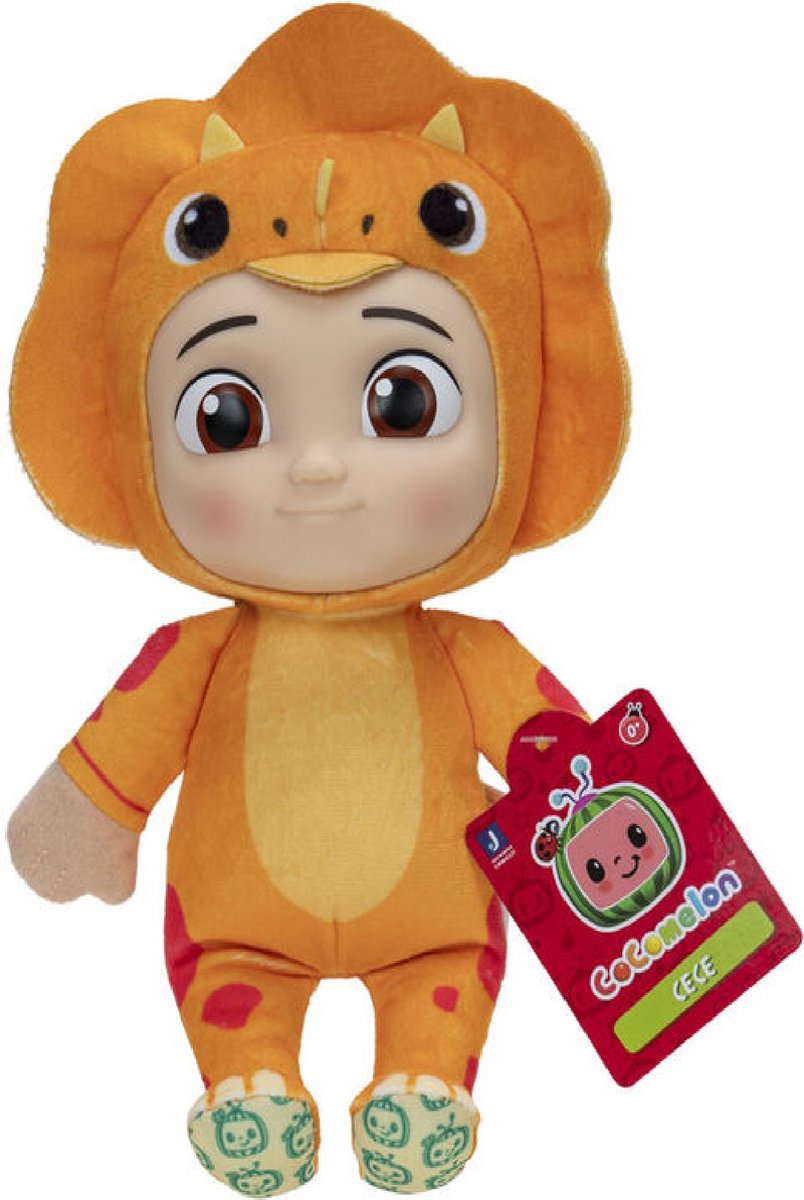 Cocomelon Dino Cece knuffel - 20 cm - Pluche met kunststof hoofd