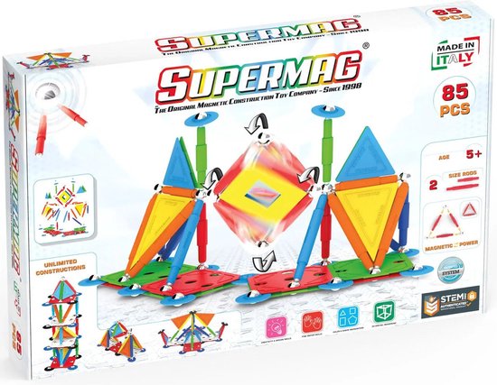 Magneet speelgoed Supermag Multicolor 85 SM0658 Multikleur