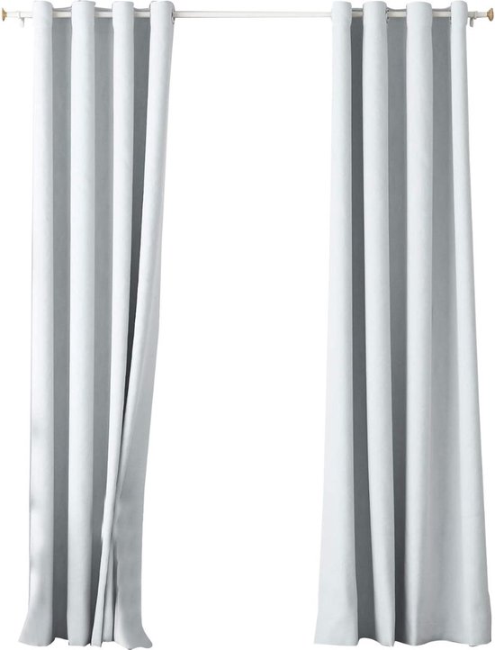 MKSS® Gordijnen Kant en Klaar met Haakjes - Gordijn voor Gordijnroede - Gordijnen Verduisterend - 140x250cm - Wit