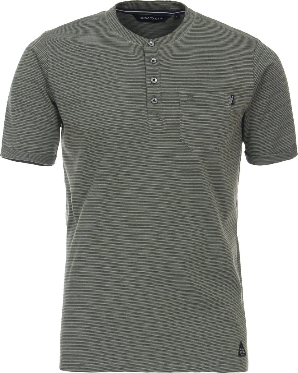 CASAMODA T-Shirt Groen Strepen - Maat XXL - Heren - Casual T-shirts