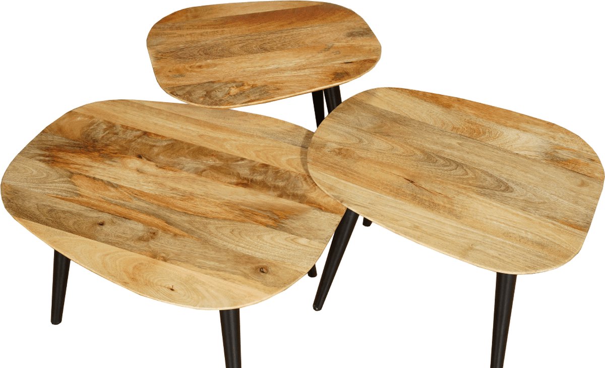 Mangohouten Salontafel Verona Medium Mahom Industrieel - Kleine tafel van Mangohout & Metaal - Industriële Huiskamertafel