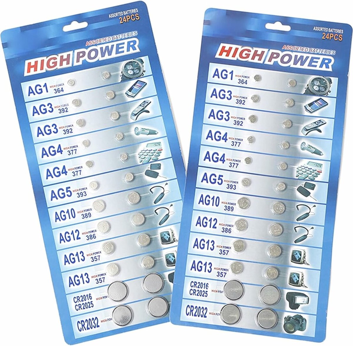 48 stuks batterijen mix - AG1/AG3/AG4/AG5/AG10/AG12/AG13 Knoopcelbatterij, HorlogebatterijenCR2016 CR2025 CR2032 - LR621-LR41 -LR626 -LR754 -LR1130 - LR43 LR44