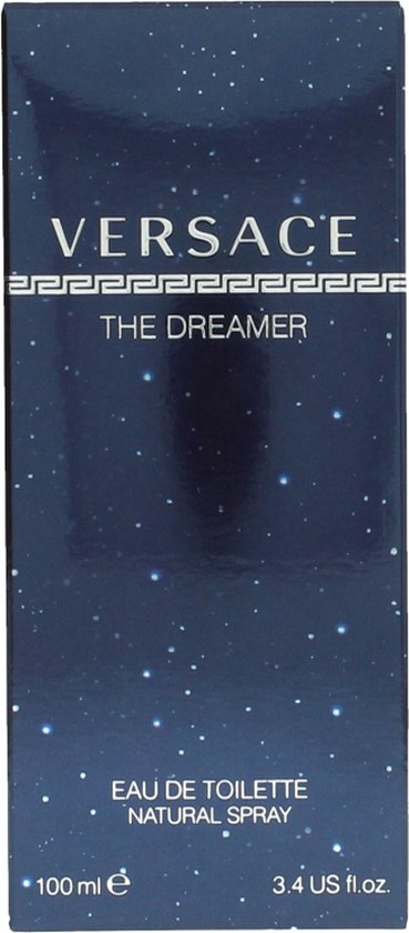Doosje Versace The Dreamer Eau de Toilette Natural Spray 100 ml met blauwe, sterrenhemel print.
