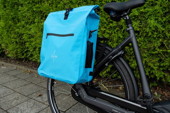 Sacoche Vélo Voltano 28 L Bleu Glacier – 100 % Étanche, Bandoulière, Compartiment Ordinateur, Réflecteurs
