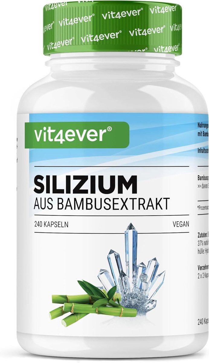 Goedkoopste Vit4ever - Silicium - 240 capsules met 500 mg organisch silicium per dag - Premium Natuurlijk afgeleid van bamboe-extract - Hoog gedoseerd - Veganistisch