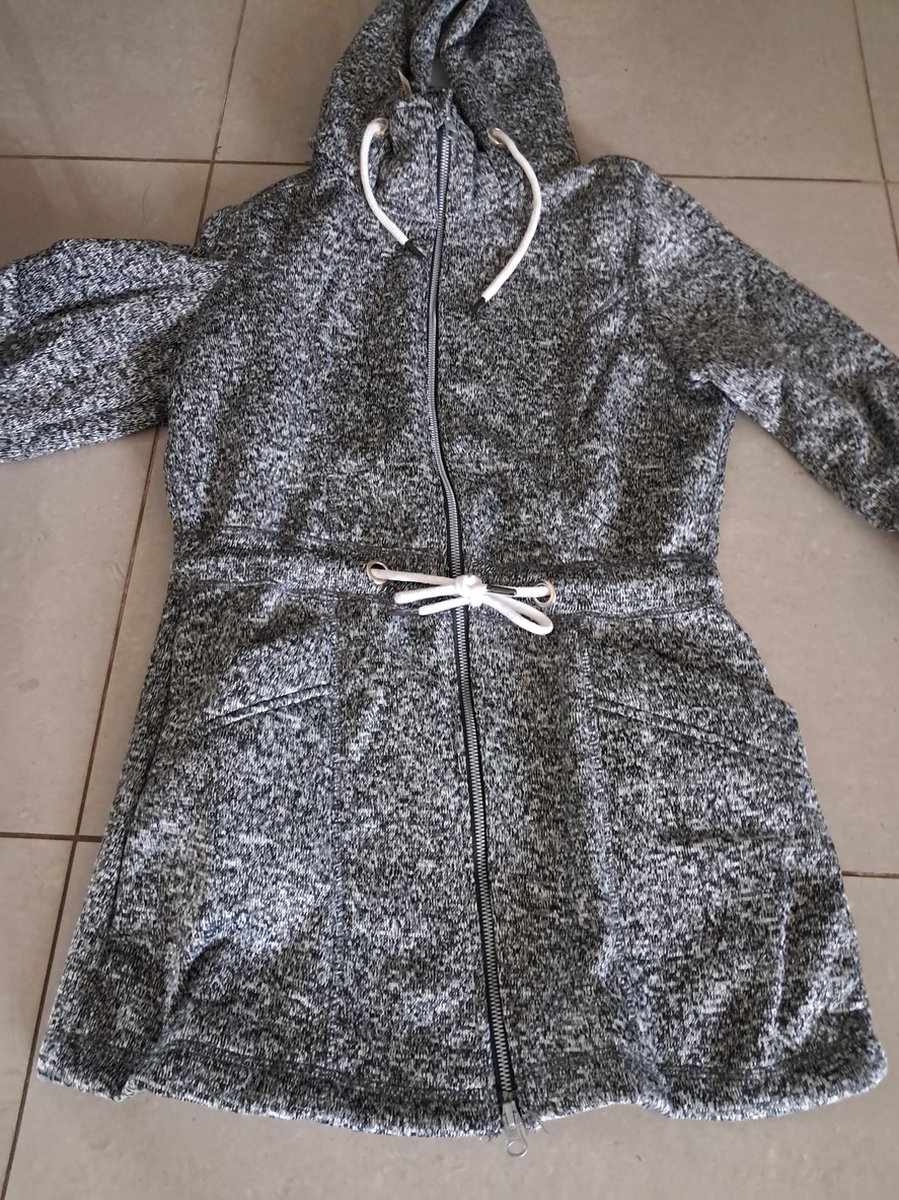 Esmara Dames Fleece vest Gebreid - Maat S 36/38 - Grijs - Met capuchon - Tweewegritssluiting - Warm teddypluche
