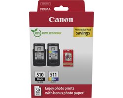 Canon PG-510/CL-511 2970B017 inktcartridge - 2 stuk(s) - Origineel - Zwart, Cyaan, Magenta, Geel + Retourzakje