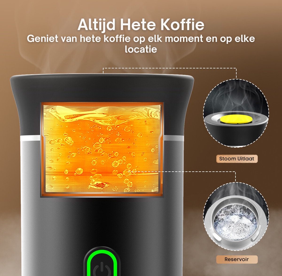 Tragbare elektrische Espresso maschine Edelstahl 12V USB-Autost ecker für den Au