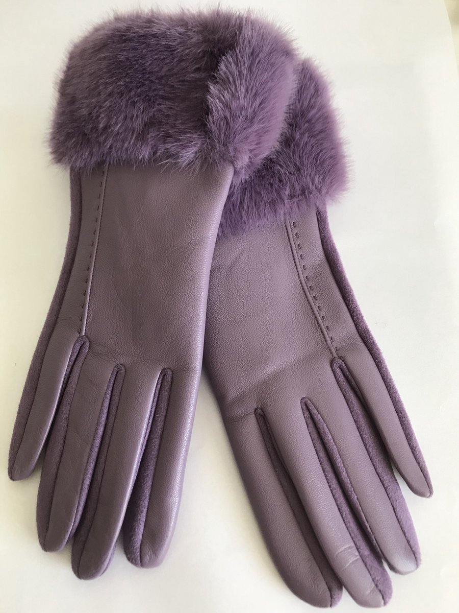 Handschoenen Dames - Herfst - Winter - Chique - PU Leer 50% Polyester 50% - Paars - One Size - Elegant - Touch Screen - Sinterklaas - Kerstmis - Verjaardag