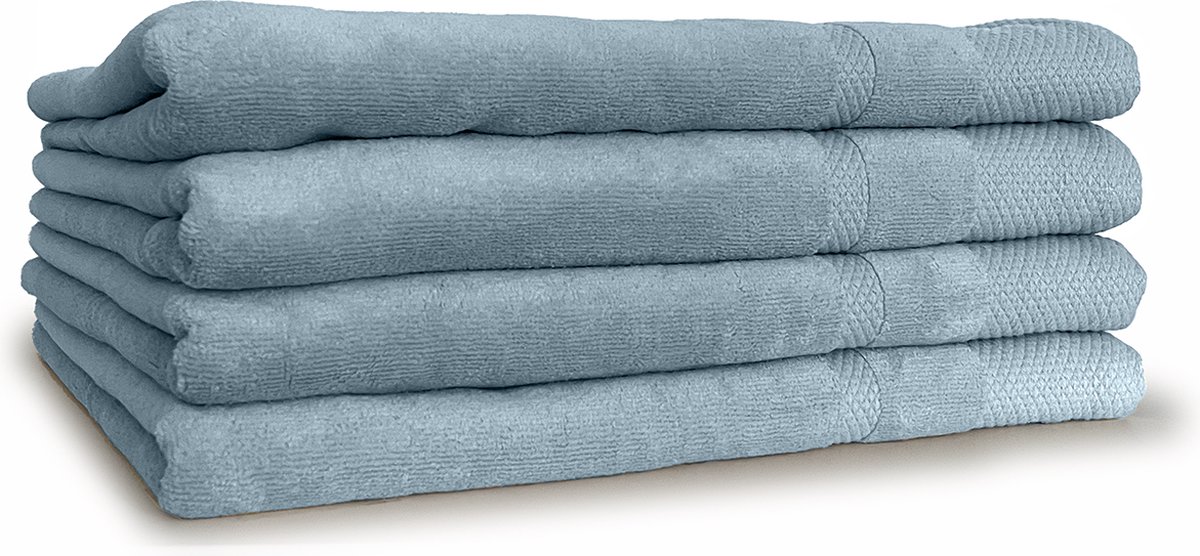 LINNICK Diamond Velours Handdoeken Set - Set van 4 - Douchelaken 70x140cm - Badlakens - Handdoeken - 550 gr/m2 - 100% Katoen - Denim