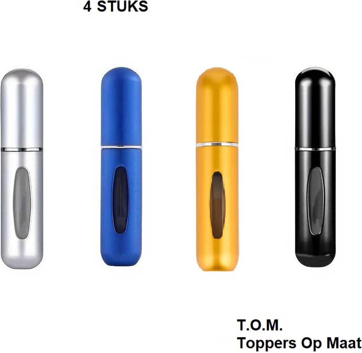 Goedkoopste T.O.M. 4 stuks! -Parfumverstuivers- Parfum Refill Fles 5 ML - 4x Parfum verstuiver navulbaar - Verstuiver flesje leeg - Draagbare Mini navulbare Spray - Navulling Parfum flesje - Hervulbare Parfumfles - Travel Size