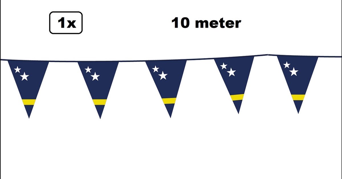 Vlaggenlijn Curaçao 10 Meter - Themafeest Voetbal Landen Feest Versiering Decoratie
