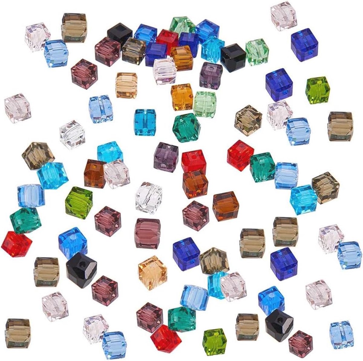 Goedkoopste 240 Stuks Kubus Kristallen Glazen Kralen - Kleurrijke Afstandskralen voor Sieraden maken