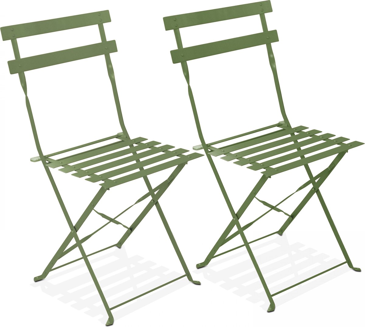 Oviala - Set van 2 opvouwbare stalen stoelen in cactusgroen - Rome