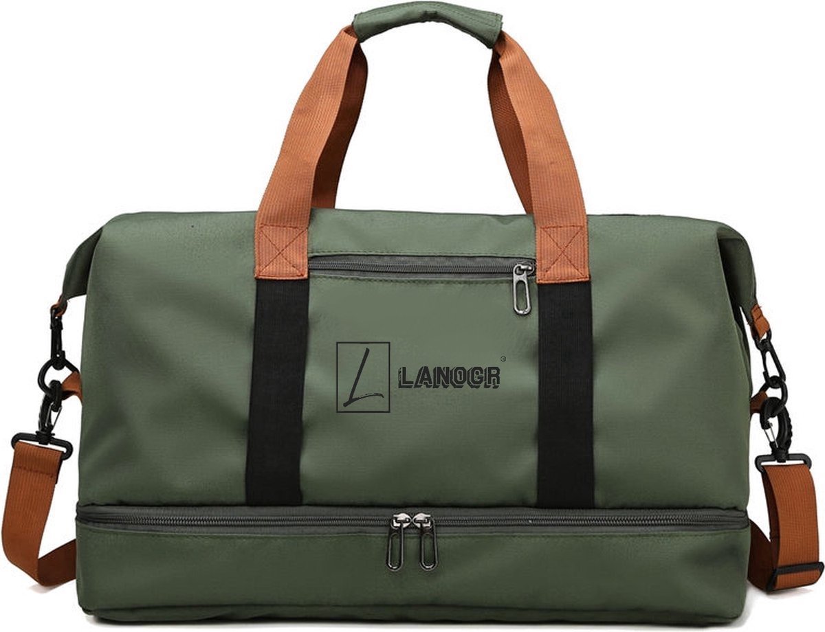 Sporttas & reistas voor dames en heren, met schoenenvak en nat vak, grote capaciteit, reistas, lichte trainingstas, waterdichte zwemtas voor reizen, sport, fitness, Groen