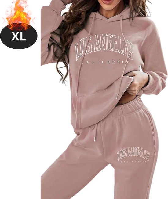 Nivard Combinaison de jogging - Combinaison maison - Adultes - Survêtement - Confortable - Pantalon de survêtement - Survêtement - Femme - Hiver - Rose - XL