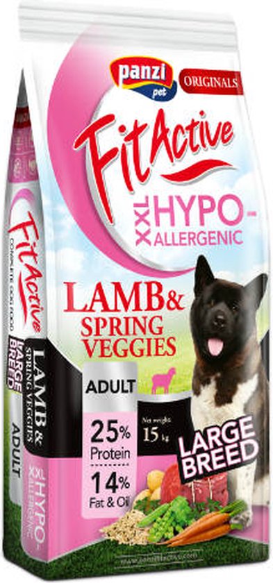 Fit Active - Hondenvoer - Hypoallergenic Lamb XXL - Lam/rijst - Grote rassen - 15kg
