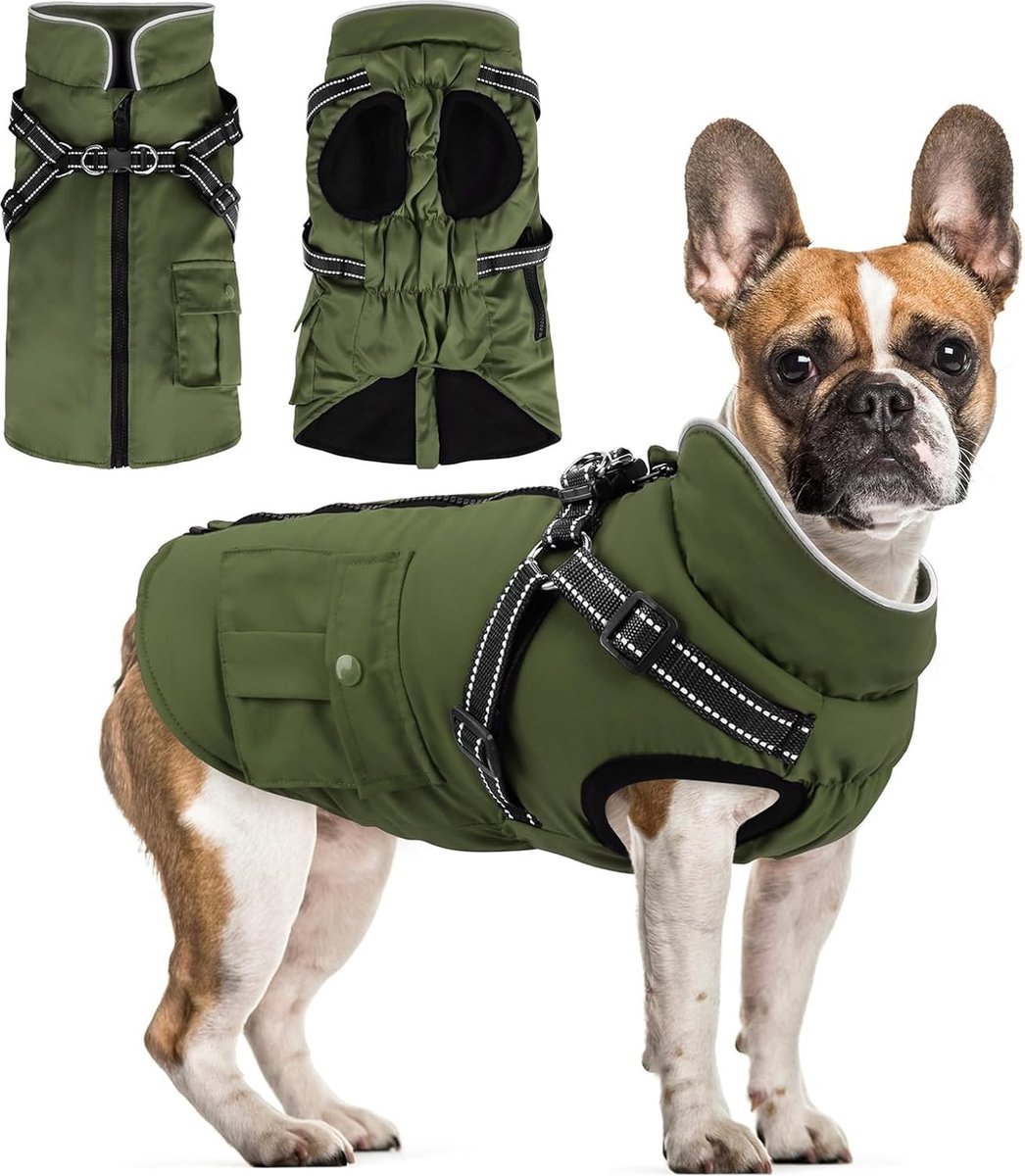 JGS ® Warme Winterjas voor Honden met Waterafstotende Bescherming, Reflecterende Strepen en Verstelbare Harnasopties