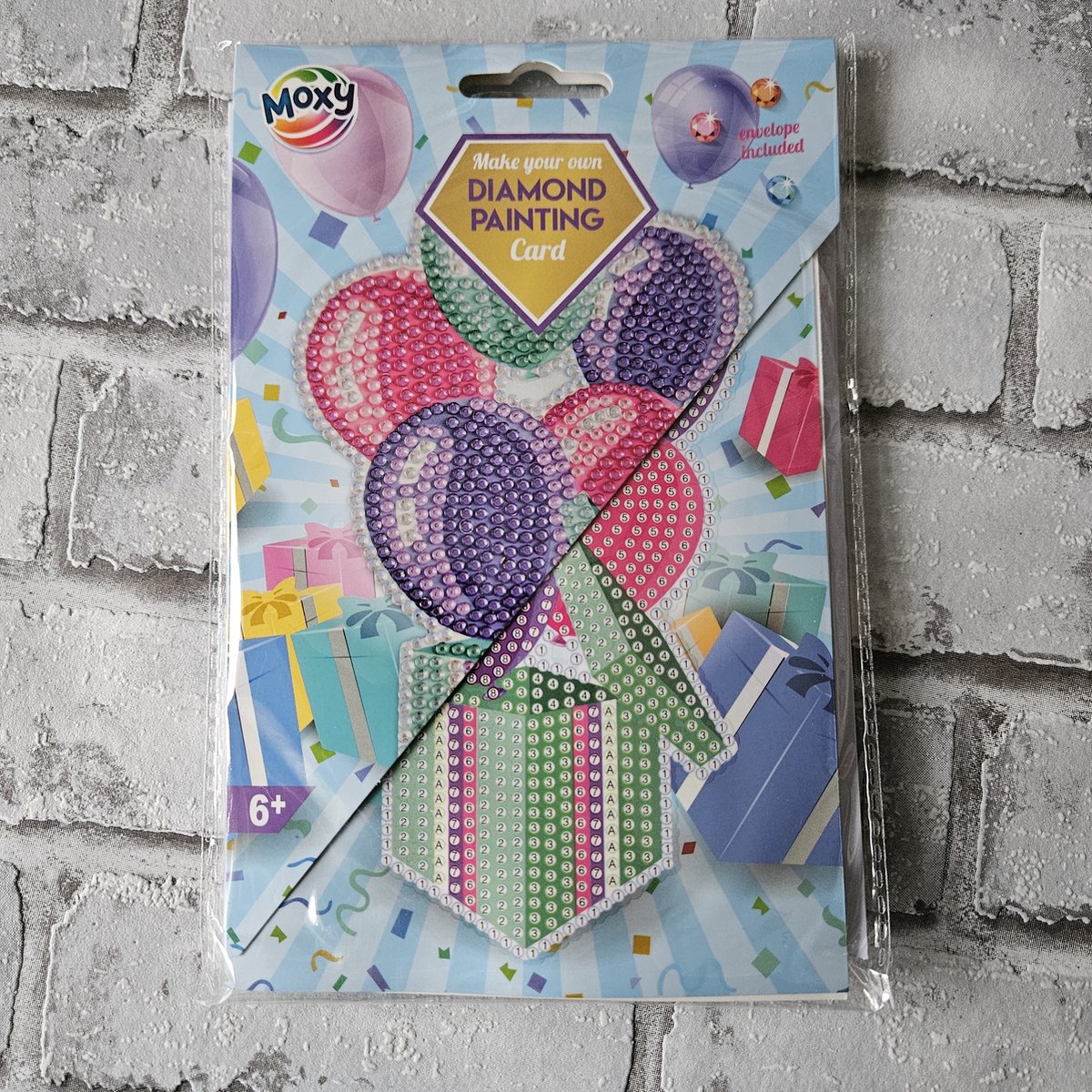 Diamond painting kaart ballonnen, verjaardag, kaarten maken