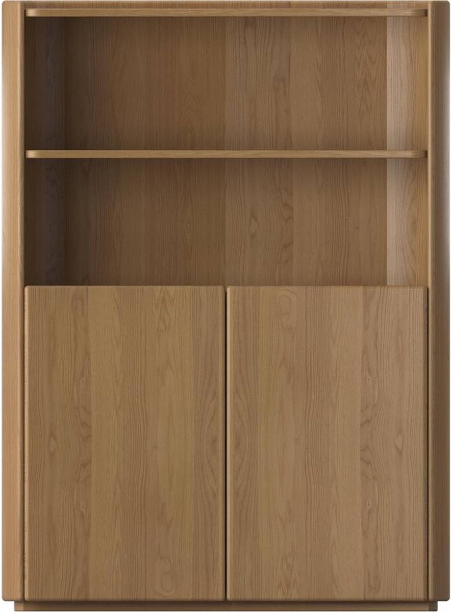 Goossens Opbergkast Lucy, 2 Deuren 2 Open Vakken - Hout Blank