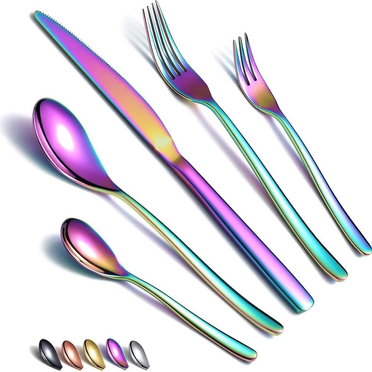 24/30-delige bestekset (zwart/goud/koper/regenboog)