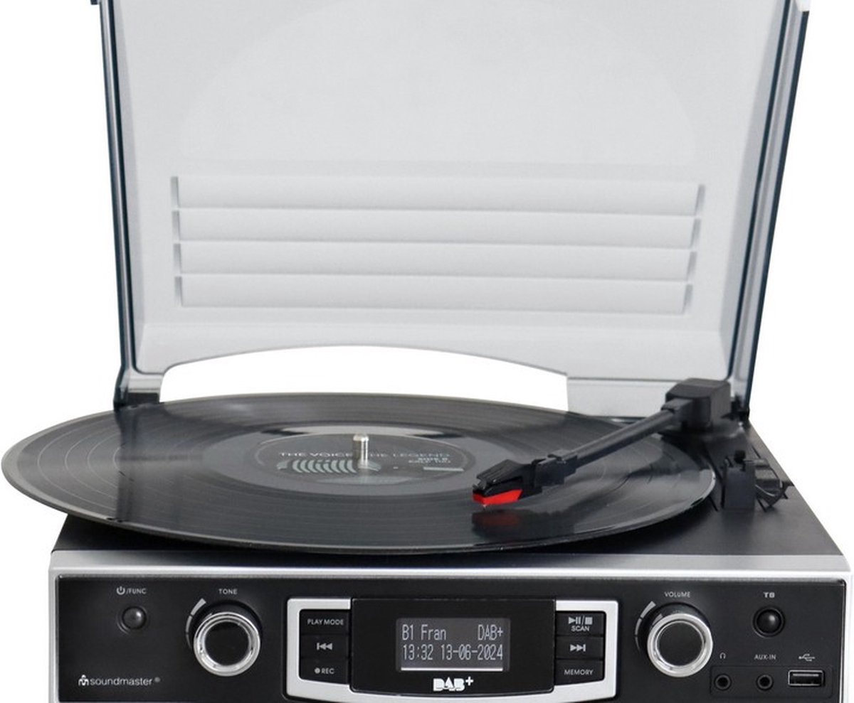 Soundmaster PL590SW - Retro platenspeler met DAB+ radio, USB encoding functie