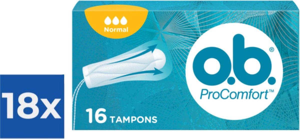 Goedkoopste OB Tampons - Procomfort Normaal 16 stuks - Voordeelverpakking 18 stuks