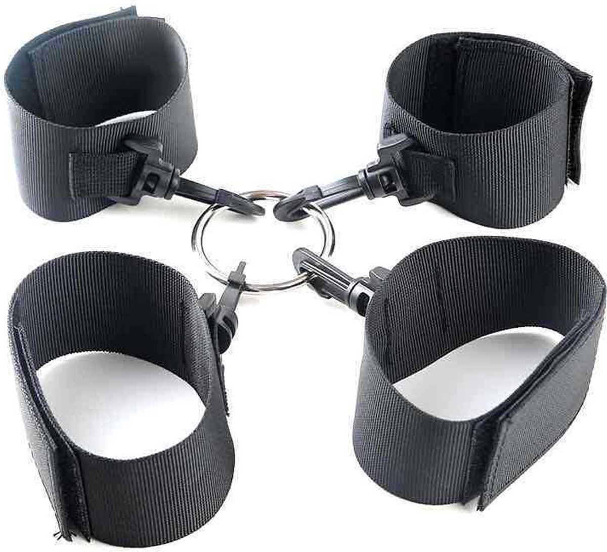 Goedkoopste Bondage Set - Handboeien en Enkelboeien - 1 Ring 4 Boeien - BDSM - Sex Speeltjes voor Koppels - Zwart