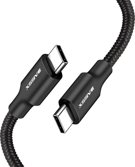 USB-C Kabel met Super Fast Charge - Nylon Gevlochten - USB C naar USB C Kabels - Geschikt voor iPhone 16, 15, CarPlay en Android Auto - 1 Meter