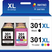 INKFIND 301XL Inktcartridge compatibel met HP301 HP301XL HP 301 HP 301XL CH563EE CH564EE Hoge Capaciteit - 2-pack Zwart en Kleur