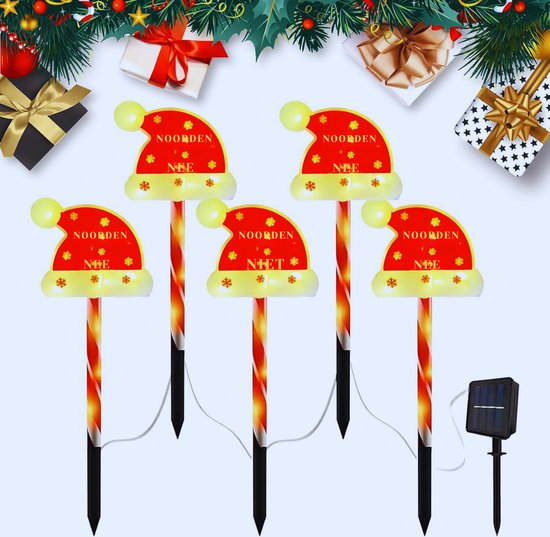 Paquet de 5 Éclairage de Noël à énergie solaire pour Jardin et allée – Lumières de Spellen de Noël décoratives – Silent B