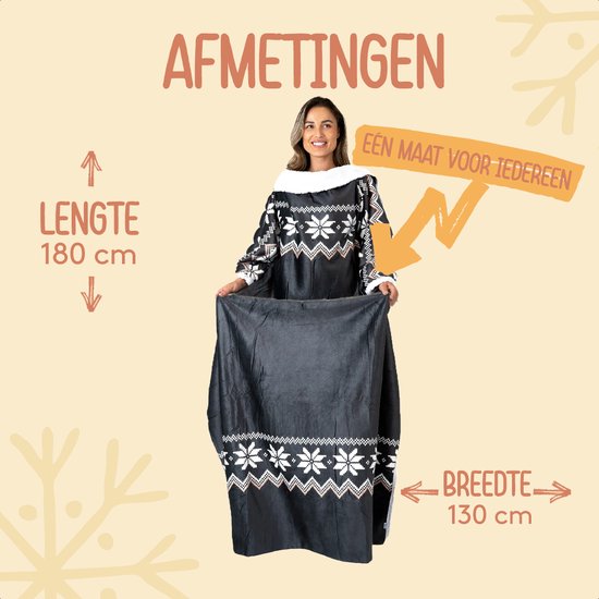 Fleece Deken met Mouwen - Hoodie Deken - Hoodie Blanket - Huggle Hoodie - Snuggle Hoodie - Dekens - Plaid met Mouwen - TV Deken - Zwart - Dames en Heren - Volwassenen - 180x130 cm - Noodpakket - Kerstcadeau - Snuggie Moment