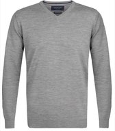 Profuomo Originale slim fit trui wol - heren pullover V-hals - grijs -  Maat: XXL