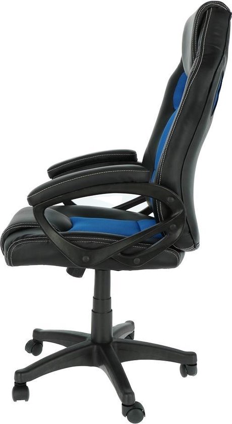 Alora Gaming stoel Manhattan Bureaustoel - Blauw - Kunstleer - In Hoogte Verstelbaar - Game Stoel - Gamestoel - Alora