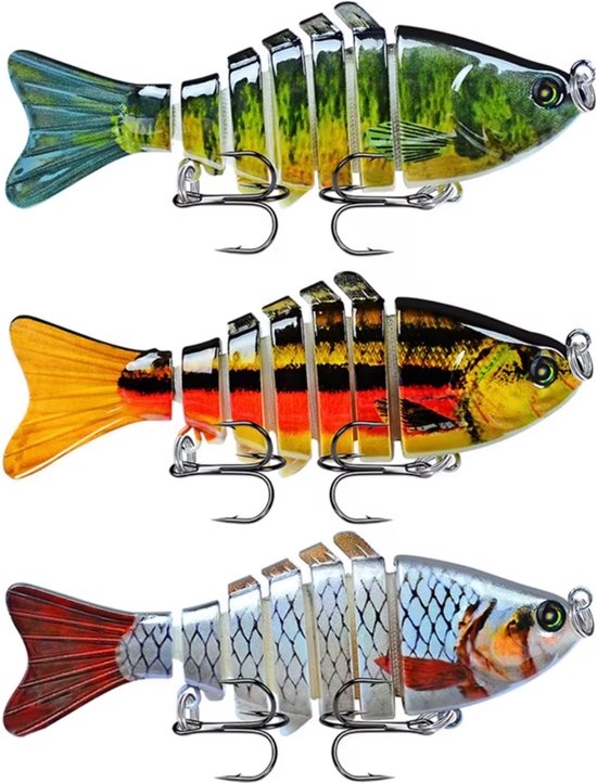Set Swimbait 3 Pièces - Leurres pour Poissons Carnassiers - Set Plug - Poissons Carnassiers - Leurres Brochet - La pêche - Chevilles avec Hameçon - LOUZIR