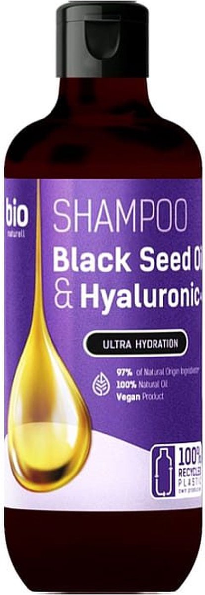 Bio Naturell Haarshampoo Zwarte Komijnolie en Hyaluronzuur - voedend - krullend haar 355 ml
