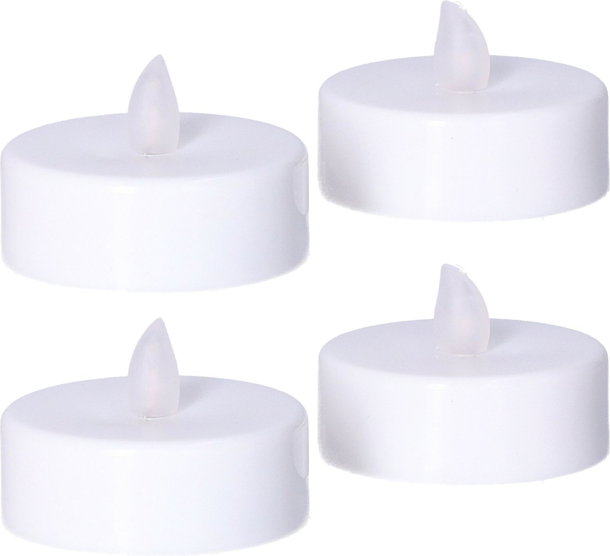 Anna's Collection Grote LED theelichtjes - 4x - wit - D6 x H4,5 cm - timer - waxinelichtjes - kaarsen
