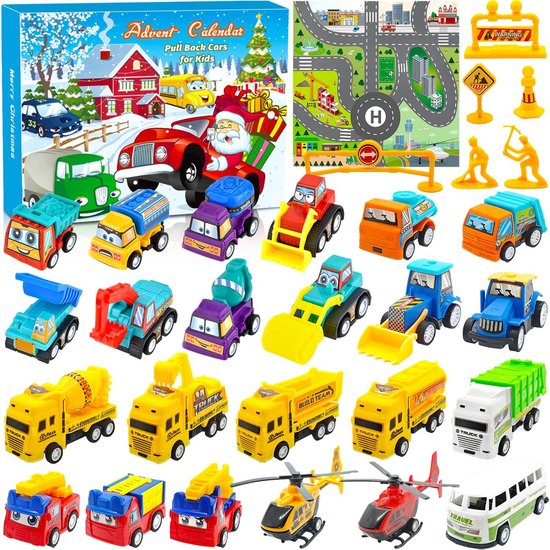 Adventskalender 2024 voor Kinderen – Speelgoedauto's en Voertuigen – Speelgoed - Kerstcadeau voor Jongens en Meisjes (Leeftijd 4-10 jaar)