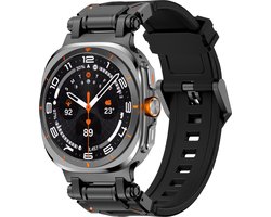 Strap-it 'Explorer' TPU bandje - geschikt voor Samsung Galaxy Watch Ultra / Ultra 2025 (zwart met zwarte connectors)