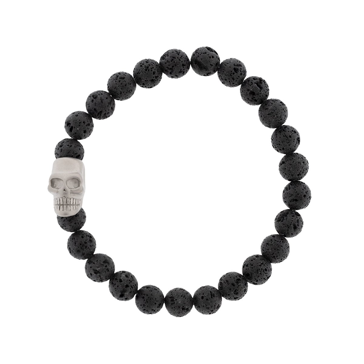 STEEL & BARNETT - Kralenarmband Heren - Skull - Lavasteen - Maat M